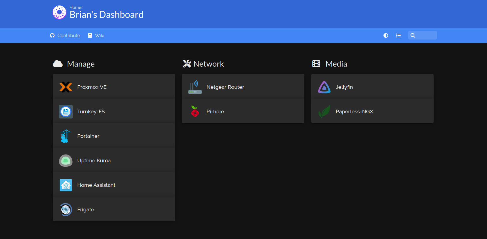 server dashboard